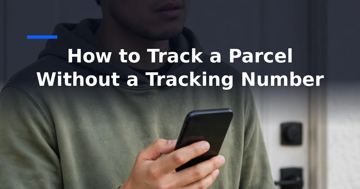How to Track a Parcel Without a Tracking Number — person holding phone and unlabeled parcel at front door.