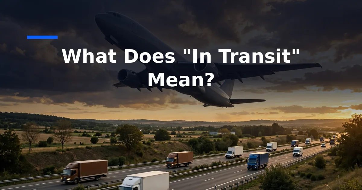 What Does In Transit Mean in Parcel Tracking? — cargo plane over highway with delivery trucks at dusk.