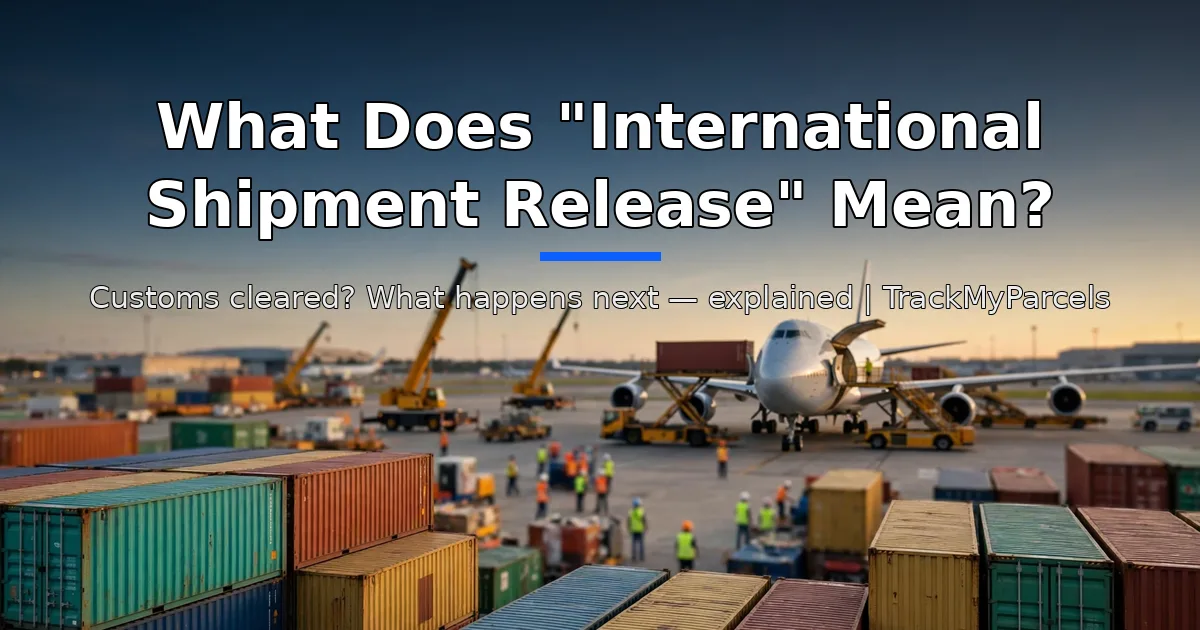 What Does "International Shipment Release" Mean? — air cargo hub with freight aircraft loading containers at dusk