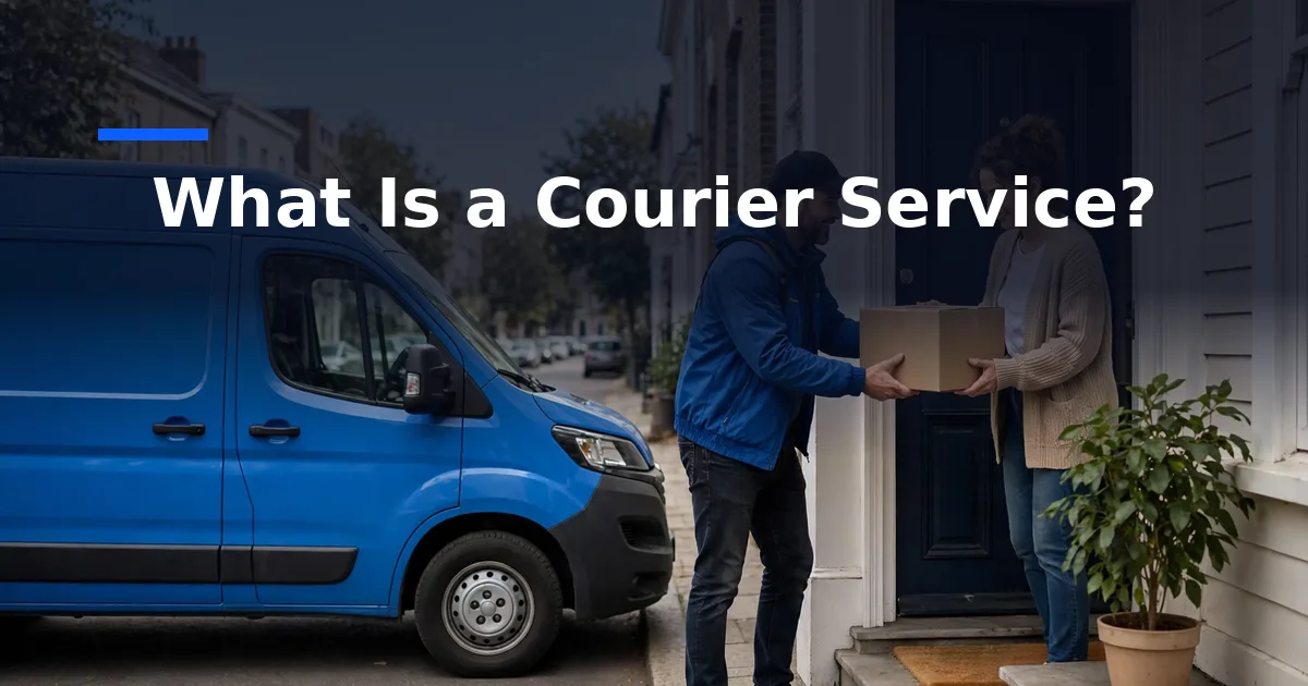 What Is a Courier Service? How It Works and How to Track 2026 — courier van driver handing parcel to customer.